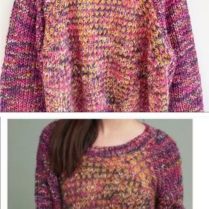 Anthropologie Moth Hillwalk Multicolor Knit Crew Neck Mohair Wool Sweater